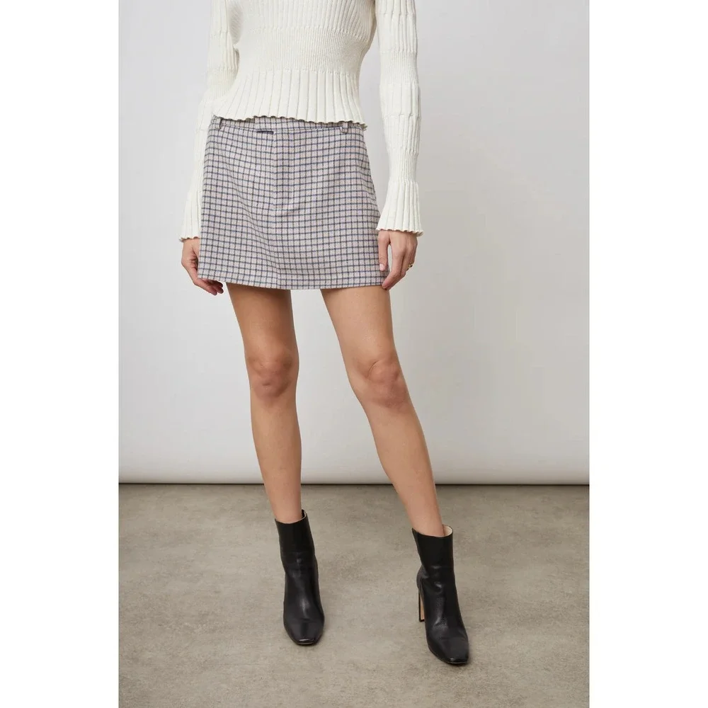 Rails Women's Size 12 Prim Lilac Navy Mini Check Skirt Winter Plaid